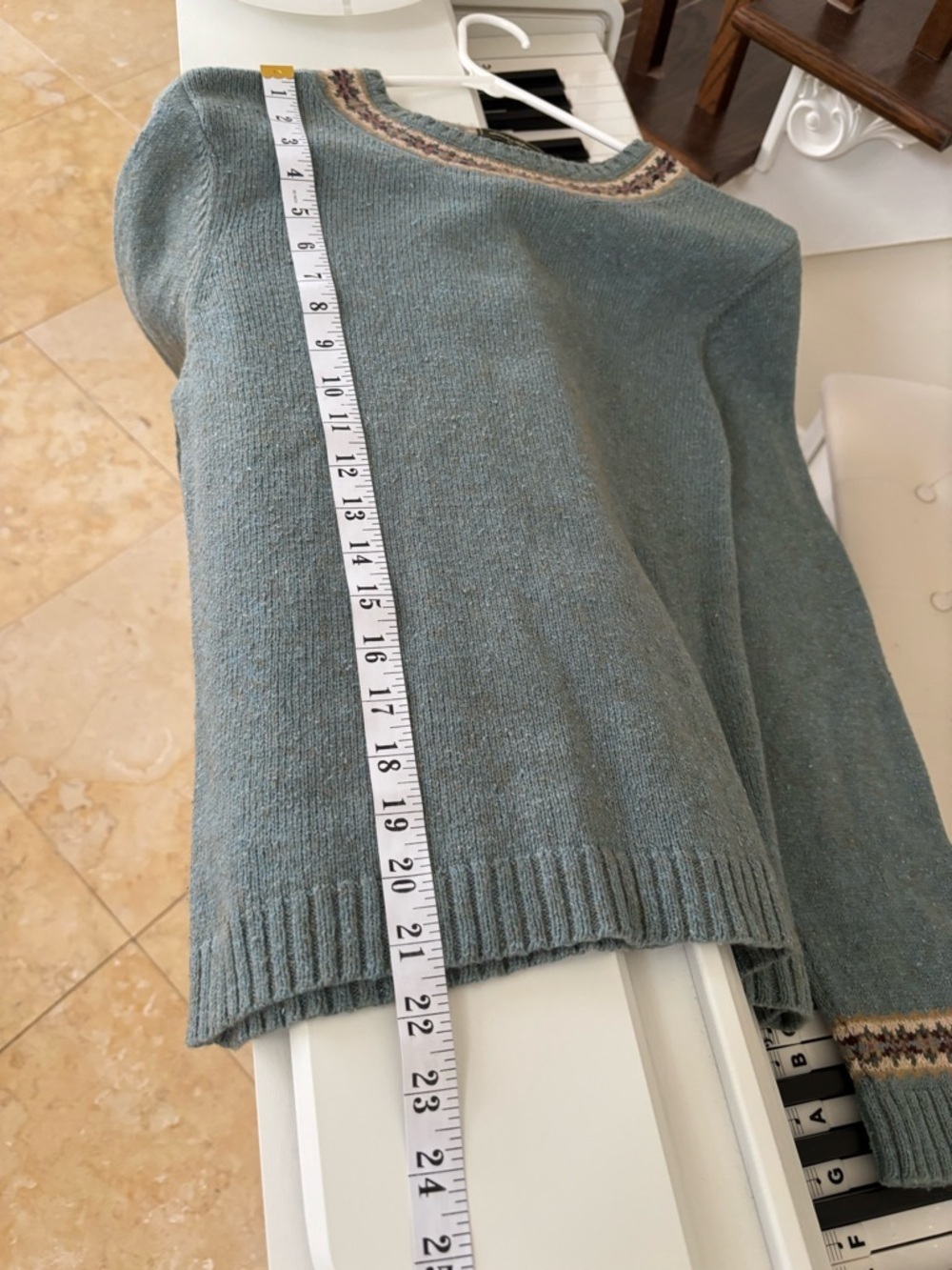 Vintage Eddie Bauer Teal Crewneck Sweater with Fair Isle Trim - Picture 10 of 10